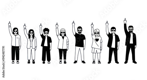 Diverse Group of People Raising Middle Fingers in Protest