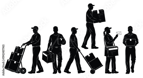 Delivery workers packages vector
