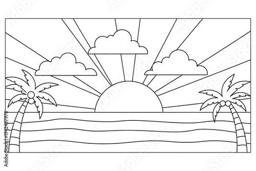 Cute Moon and Stars Coloring Page – Night Sky Cartoon Line Art Printable for Kids and Adults