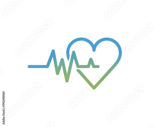 A stylized heart with a pulse waveform in blue and green colors 3
