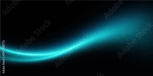 Abstract an ethereal cyan wave of energy gracefully flows across a sleek, obsidian canvas. a visualization of energy, movement, and the intangible beauty of the unseen. 