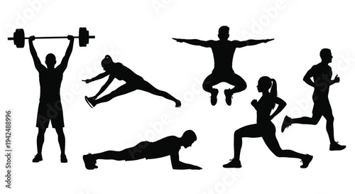 Fitness exercises group vector