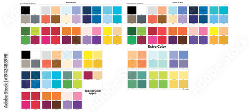 Professional Color Palette Chart with Final Color Book, Extra Colors and Special Color Guide Vector Template