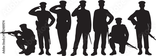 Dedicated military personnel in tactical uniform saluting and preparing for duty