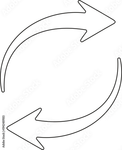 Two thin line circular arrows showing clockwise rotation movement