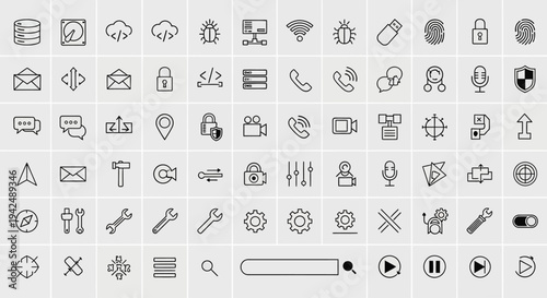 Modern minimalist line icons for web and app user interface