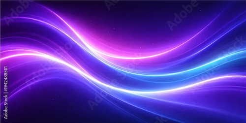 Abstract an ethereal dance of light, undulating in waves of mesmerizing purple and cyan hues, this image captivates with its fluid energy and radiant glow.