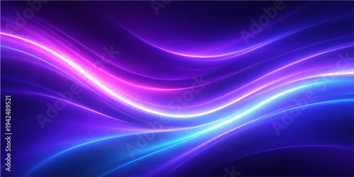 Abstract ethereal swirls of light cascade across a mesmerizing canvas, the elegant dance of vibrant colors. A captivating blend of electric blue, radiant pink.