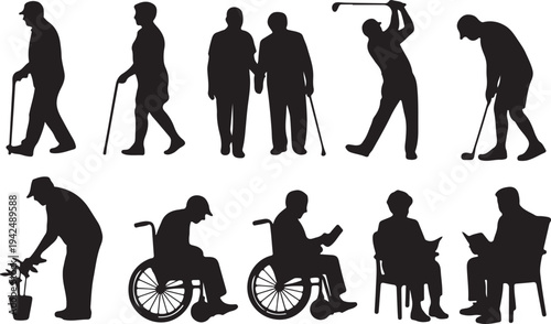 Diverse Senior Adults Engaging in Everyday Activities and Hobbies for an Active Lifestyle