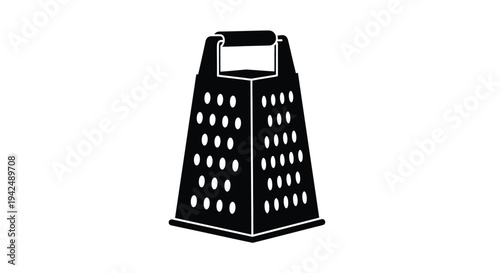 Black silhouette of a box grater kitchen tool on white background