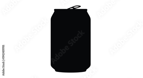 A black silhouette of a standard aluminum beverage can with a pull tab