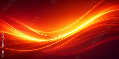 Abstract a dynamic and vibrant visual of radiant energy. Wavy light streams against a red-orange gradient background. the overall visual creates a strong sense of depth and movement.