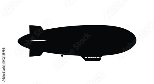 Silhouetted airship graphic showing a classic blimp design in profile
