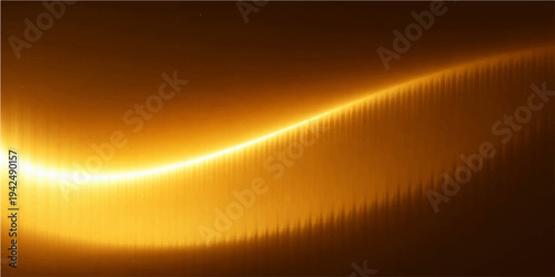 Abstract a golden wave of light curves gently across a dark backdrop. A symphony of light and shadow, the image captures a sense of elegant, mystery and energy.