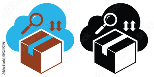 Product, as a Service (PaaS) vector icon with cloud monitoring and analytics symbols, representing cloud computing, SaaS, and IT service concepts, clean modern flat vector design