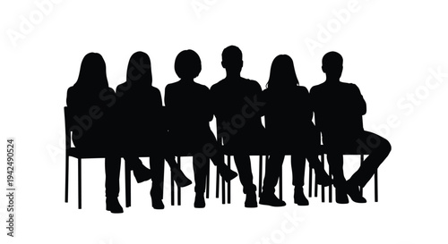 Group silhouettes sitting vector