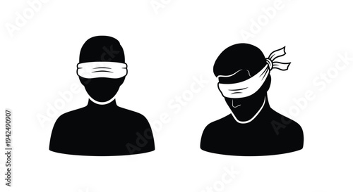 Two masked figures in black a striking graphic silhouette