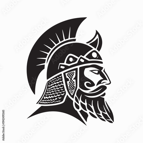 Historical Persian Army Commander Mascot Logo Vector Isolated on White Background