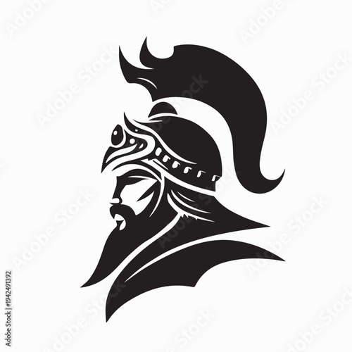 Ancient Persian Soldier Mascot Logo with Helmet Design Vector