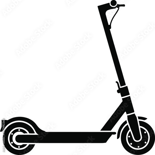 Electric Scooter Silhouette Vector Black Urban Micro Mobility EV Transport Icon Symbol