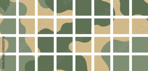 Canvas Print Camouflage Pattern Grid Abstract Design.