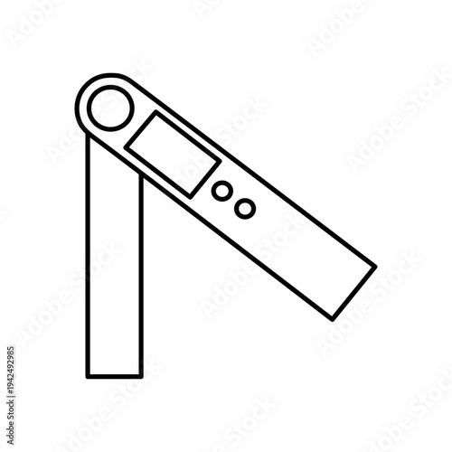 Digital angle finder in clean outline art, a simple vector icon for accurate angle measurement in technical, engineering, or construction applications on a white background