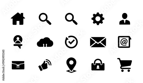 Minimal silhouette icon set contemporary universal symbols