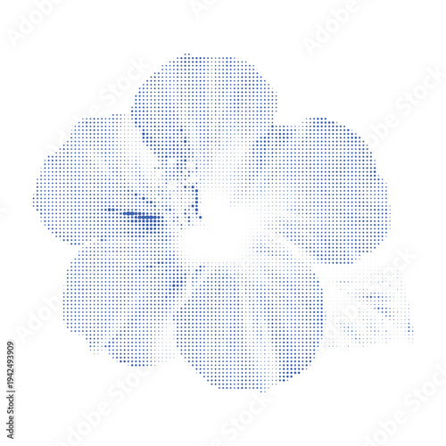 Hibiscus flower halftone dots illustration