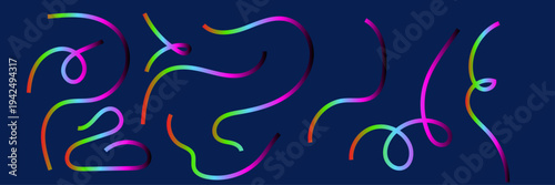 Abstract Rainbow Gradient Curved Lines Collection – Modern Wave Line Elements