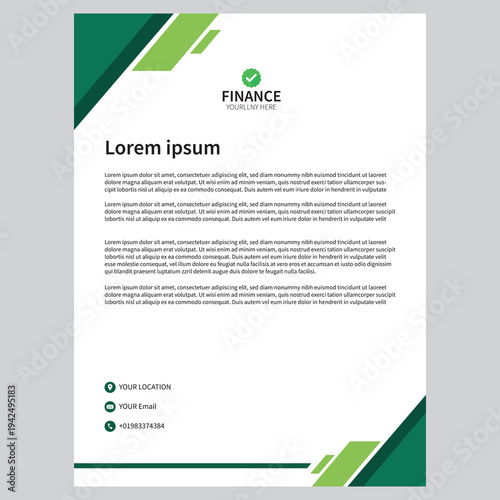 Professional green finance business letterhead template design