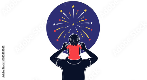 Person Looking at Fireworks Display.