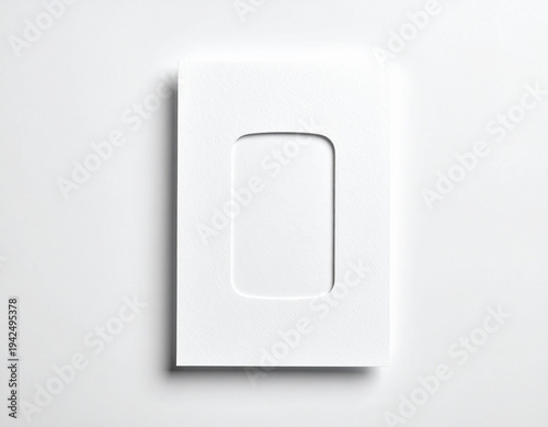 Blank white paper card with cutout
