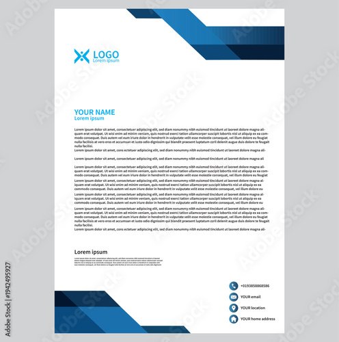 Professional dark blue corporate letterhead template