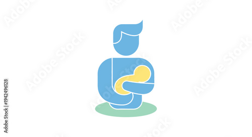 Mother Holding Baby Illustration Simple Design.