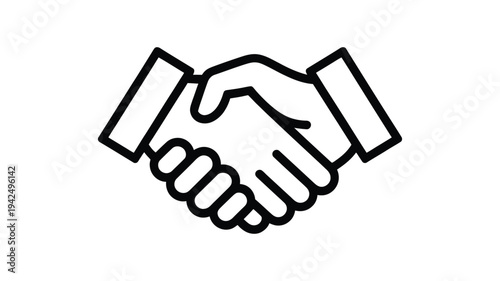 Handshake icon vector, partnership and agreement symbol representing business collaboration trust and cooperation, minimalist outline design suitable for corporate branding, contract concept graphics,