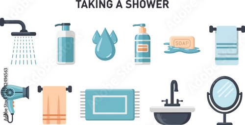 Graphic showing showerrelated items