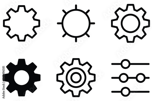 Settings, icon symbol featuring gear and cogwheel design, representing configuration, preferences, and system controls, modern flat vector illustration for apps, websites, and user interface