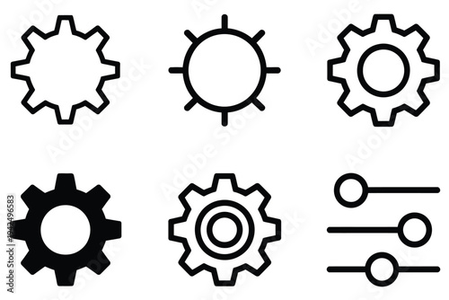 Settings, vector icon symbol with gear and cogwheel, representing configuration, adjustments, and system controls, clean modern flat vector design