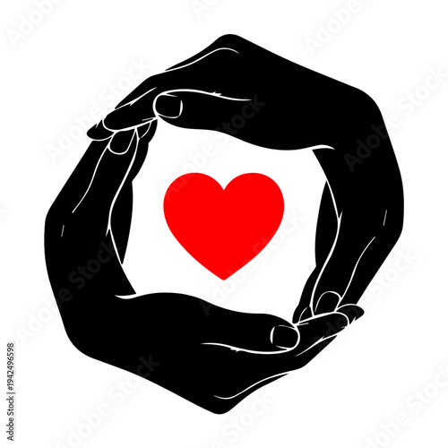 Hands holding a red heart symbolizing love and care