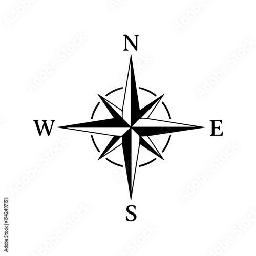 Compass rose illustration showing cardinal directions on a simple white background