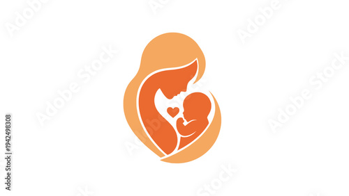 Pregnant Woman and Fetus Heart Illustration.