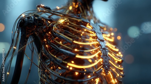 Abstract futuristic human body with glowing lines and technology concept