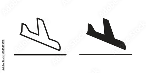 Arrival icon in black and white. clipart and line style icons