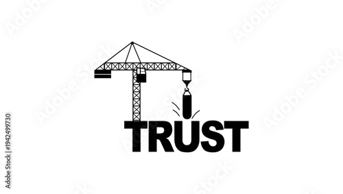 Trust inscription, black isolated silhouette