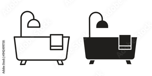 Bathroom icon in black and white. clipart and line style icons
