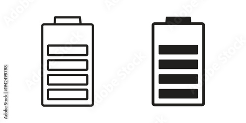 Battery icon in black and white. clipart and line style icons