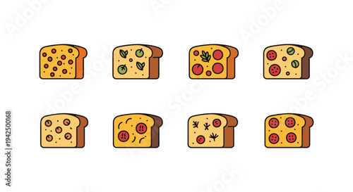 Focaccia Slice Line art vector minimal contemporary abstract color