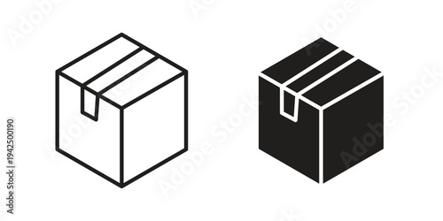 Box icon in black and white. clipart and line style icons