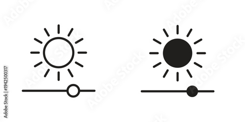 Brightness icon in black and white. clipart and line style icons