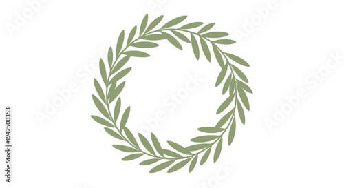 Elegant vector illustration of a circular olive branch wreath, perfect as a botanical design element or decorative frame for wedding invitations, product labels, and natural branding